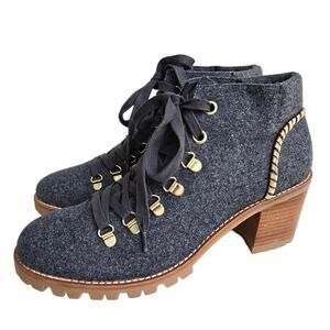 Jack Rogers Gray Flannel Hiker Boots Poppy Size 10 Heeled Hiking Boot Dressy